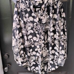 Belle by Kim Gravel Black and White Floral Blouse